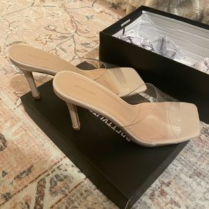 PrettyLittleThing size 6.5 brand new clear nude heels. NWT